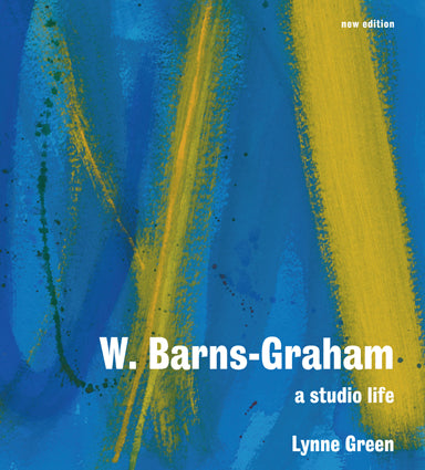 A book cover with detail of painting with blue background and yellow vertical brushstrokes with title bottom right