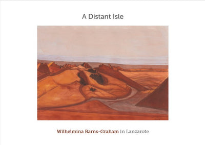 A book cover with a painting of landscape in reds and oranges in the centre of the cover.